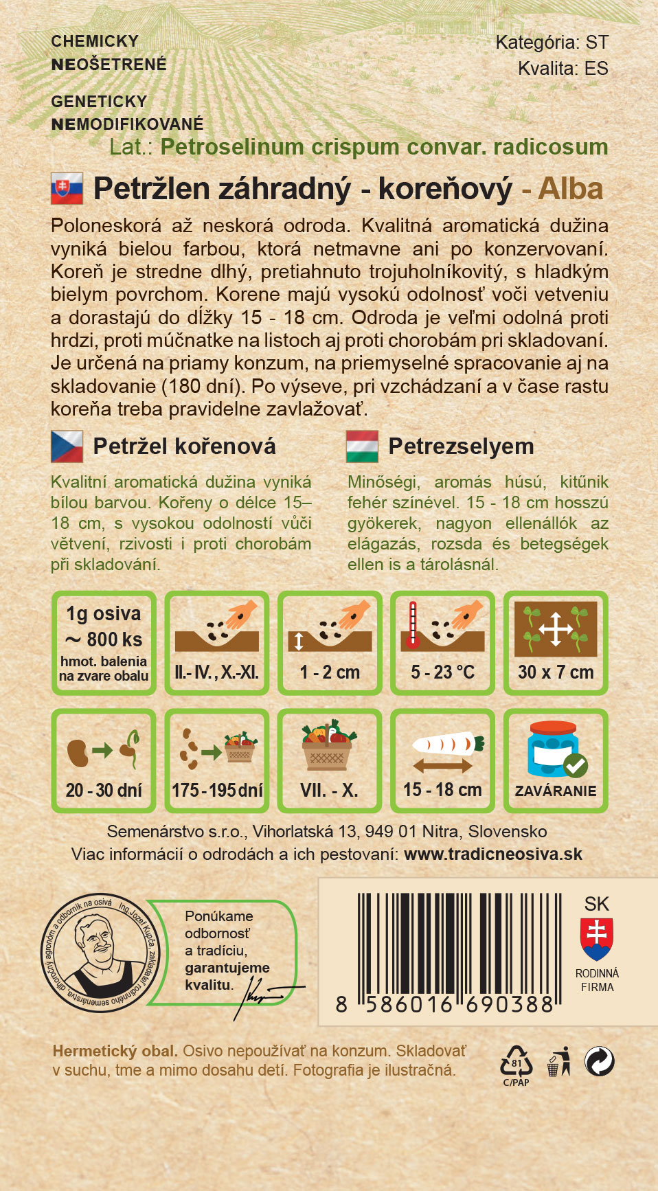 Petržlen záhradný - koreňový – Obrázok 2